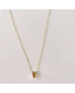 Letter V Titanium Steel Plating 14K Gold Plated Pendant Necklace