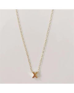 Letter X Titanium Steel Plating 14K Gold Plated Pendant Necklace
