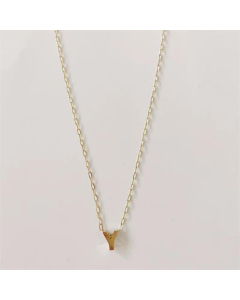 Letter Y Titanium Steel Plating 14K Gold Plated Pendant Necklace