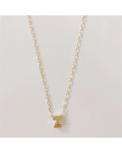 Letter Z Titanium Steel Plating 14K Gold Plated Pendant Necklace