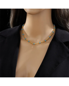 Modern Style Round Titanium Steel Enamel Plating 18K Gold Plated Necklace