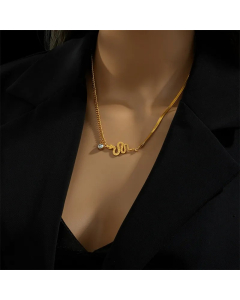 Hip-Hop Snake Titanium Steel Plating Inlay Artificial Rhinestones 18K Gold Plated Pendant Necklace