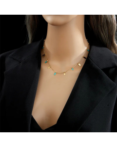 Elegant Rectangle Titanium Steel Enamel Plating 18K Gold Plated Necklace