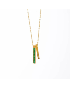 Wholessale Stainless Steel Necklace Rectangle Inlay Zircon Pendant Necklace -03