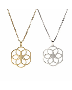 French Style Simple Style Flower Stainless Steel Hollow Out Pendant Necklace Long Necklace_colorza_5