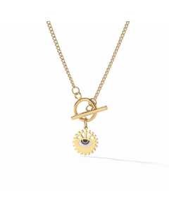Devil's Eye Titanium Steel Plating 18K Gold Plated Pendant Necklace