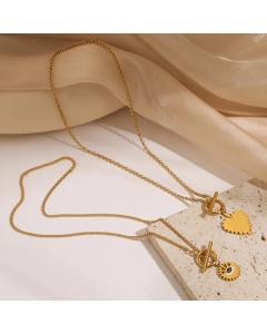 Artistic Devil'S Eye Heart Shape Titanium Steel Plating 18K Gold Plated Pendant Necklace