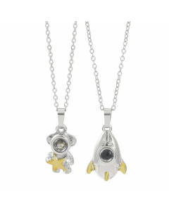 Wholesale Stainless Steel Necklace Spaceship Astronaut Spaceman Couple Necklace Pair-02-Necklace