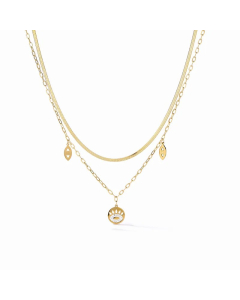 Modern Style Devil's Eye Titanium Steel Layered Plating Inlay Zircon 18K Gold Plated Layered Necklaces