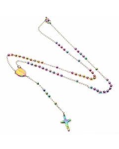 Ethnic Style Cross Stainless Steel Beaded Plating Pendant Necklace