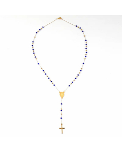 Ethnic Style Cross Stainless Steel Beaded Pendant Necklace