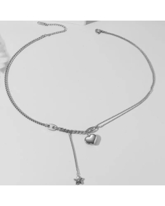 Simple Style Star Heart Shape Titanium Steel Plating 18K Gold Plated Pendant Necklace