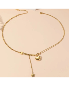 Elegant Simple Style Star Heart Shape Titanium Steel Plating 18K Gold Plated Pendant Necklace_colorza_2