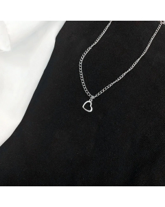 Vintage Style Simple Style Heart Shape Titanium Steel Plating White Gold Plated Pendant Necklace