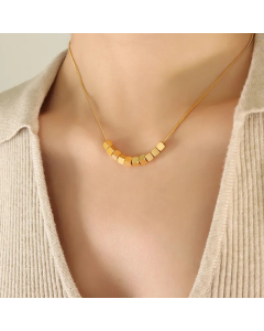 Elegant Simple Style Square Solid Color Titanium Steel Plating Three-Dimensional 18K Gold Plated Necklace
