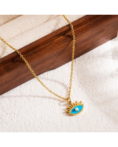 Modern Style Devil'S Eye Stainless Steel Enamel Three-Dimensional 18K Gold Plated Pendant Necklace