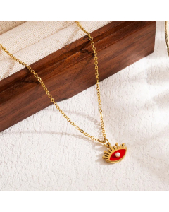 Modern Style Devil'S Eye Stainless Steel Enamel Three-Dimensional 18K Gold Plated Pendant Necklace