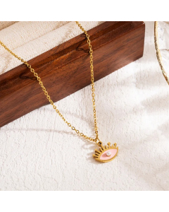 Modern Style Devil'S Eye Stainless Steel Enamel Three-Dimensional 18K Gold Plated Pendant Necklace