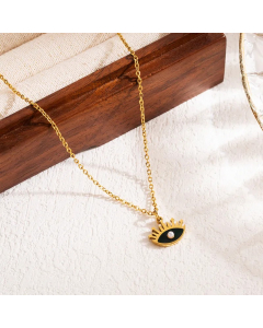 Modern Style Devil'S Eye Stainless Steel Enamel Three-Dimensional 18K Gold Plated Pendant Necklace