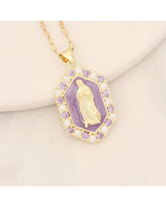 Modern Style Portrait Stainless Steel Copper Enamel Inlay Zircon Pendant Necklace