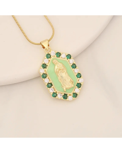 Modern Style Portrait Stainless Steel Copper Enamel Inlay Zircon Pendant Necklace