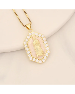 Modern Style Portrait Stainless Steel Copper Enamel Inlay Zircon Pendant Necklace