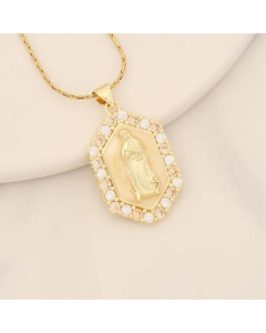 Modern Style Portrait Stainless Steel Copper Enamel Inlay Zircon Pendant Necklace