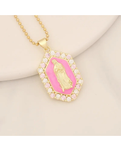 Modern Style Portrait Stainless Steel Copper Enamel Inlay Zircon Pendant Necklace