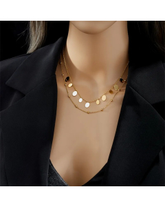 Simple Style Oval Titanium Steel Plating 18K Gold Plated Layered Necklaces