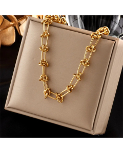 Wholesale Stainless Steel Necklace Hip-Hop Geometric Plating 18K Gold Plated Necklace-Gold Color-Necklace