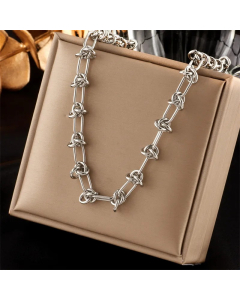 Wholesale Stainless Steel Necklace Hip-Hop Geometric Plating 18K Gold Plated Necklace-Steel Color-Necklace