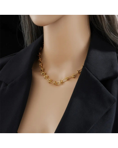 Hip-Hop Geometric Titanium Steel Plating 18K Gold Plated Necklace