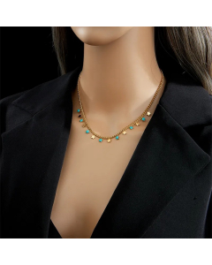 Simple Style Star Titanium Steel Enamel 18K Gold Plated Necklace