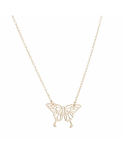 Gold Color Hollow Out Butterfly Stainless Steel Necklace 