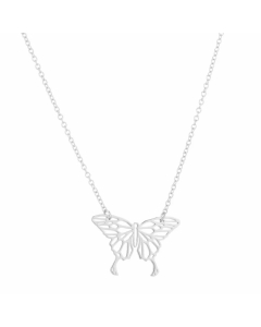 Steel Color Hollow Out Butterfly Stainless Steel Necklace 