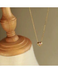 INS Style Heart Shape Stainless Steel Plating Inlay Zircon Pendant Necklace
