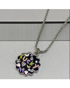Simple Style Letter Titanium Steel Inlay Rhinestones Pendant Necklace