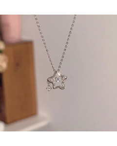 Simple Style Star Titanium Steel Inlay Zircon Pendant Necklace