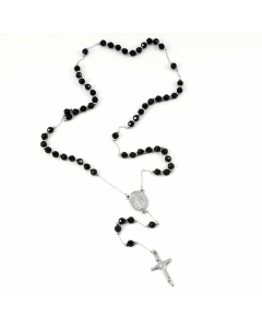 Retro Portrait Cross Stainless Steel Inlay Artificial Crystal Necklace