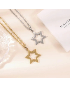 Casual Hip-Hop Star Stainless Steel Hollow Out Pendant Necklace Long Necklace_colorza_4