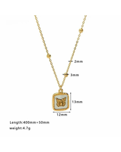 Streetwear Heart Shape Butterfly Stainless Steel Titanium Steel Plating Pendant Necklace