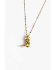 Retro Cowboy Style Boots Stainless Steel Plating 18K Gold Plated Pendant Necklace