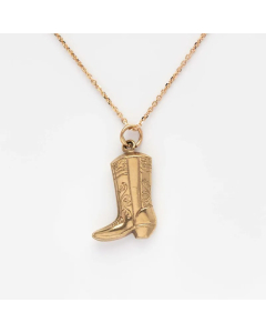 Retro Cowboy Style Boots Stainless Steel Plating 18K Gold Plated Pendant Necklace_colorza_2