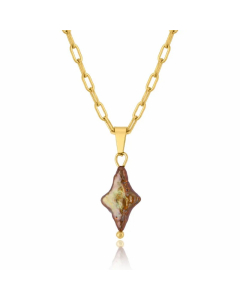 Retro Roman Style Cross Freshwater Pearl Titanium Steel Plating 18K Gold Plated Pendant Necklace
