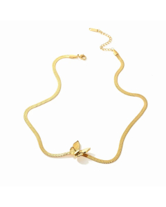 Elegant Butterfly Titanium Steel Plating 18K Gold Plated Necklace