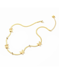 Elegant Butterfly Titanium Steel Plating 18K Gold Plated Necklace