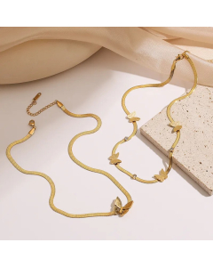 Elegant Butterfly Titanium Steel Plating 18K Gold Plated Necklace_colorza_2