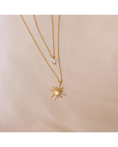 Retro Simple Style Round Star Titanium Steel Plating Inlay Zircon 18K Gold Plated Pendant Necklace