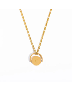Letter C Titanium Steel Plating Inlay 18K Gold Plated Pendant Necklace