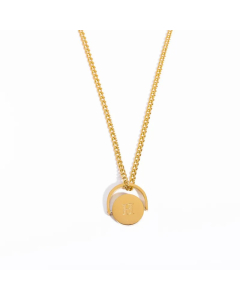 Letter H Titanium Steel Plating Inlay 18K Gold Plated Pendant Necklace